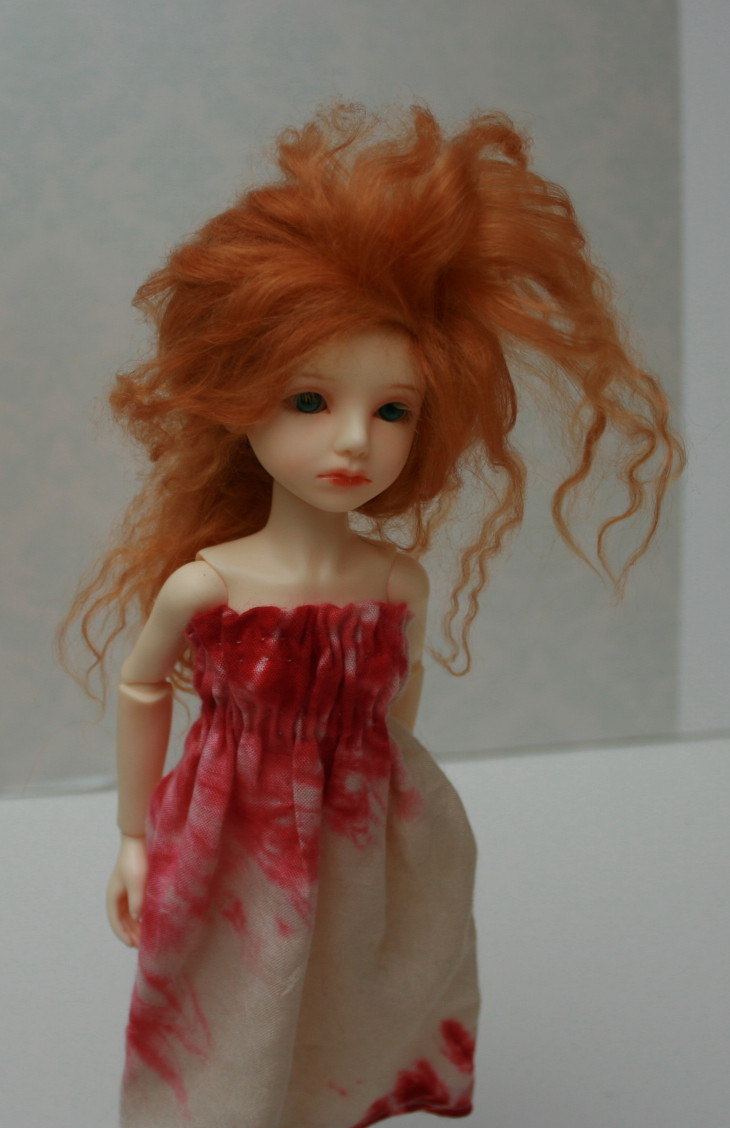 Carrot orange mohair wig 5"